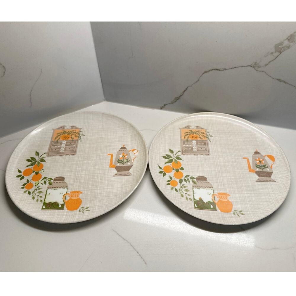 1960’s Lenox Ware "Country Corners" Melamine Plate Avacado Green Orange